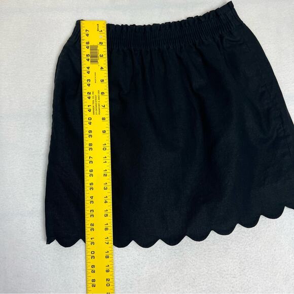 J. by J. Crew Skirt Womens 6 Black Scalloped Linen Blend Edged A Line - Picture 3 of 10